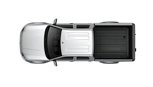 Top-down view of a silver pickup truck