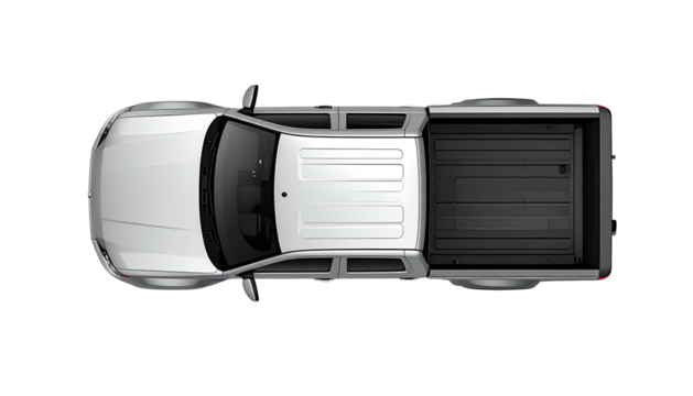 Top-down view of a silver pickup truck - Powered by Adobe