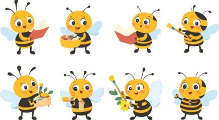 Naklejka premium Funny cartoon animal icon set vector illustration collection