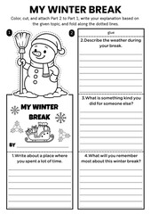 Winter writing prompt flipbook craft for kids! Includes DIY coloring templates with creative writing and gratitude themes. Perfect for classroom ELA lessons and fun holiday activities.