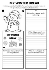 Winter writing prompt flipbook craft for kids! Includes DIY coloring templates with creative writing and gratitude themes. Perfect for classroom ELA lessons and fun holiday activities.