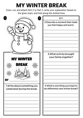 Winter writing prompt flipbook craft for kids! Includes DIY coloring templates with creative writing and gratitude themes. Perfect for classroom ELA lessons and fun holiday activities.