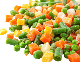 Chopped carrots, peas, corn, beans, potato mix