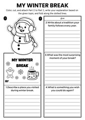 Winter writing prompt flipbook craft for kids! Includes DIY coloring templates with creative writing and gratitude themes. Perfect for classroom ELA lessons and fun holiday activities.