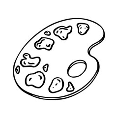artist's palette with paint blobs outline icon