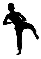 Silhouette of a young boy  exercise