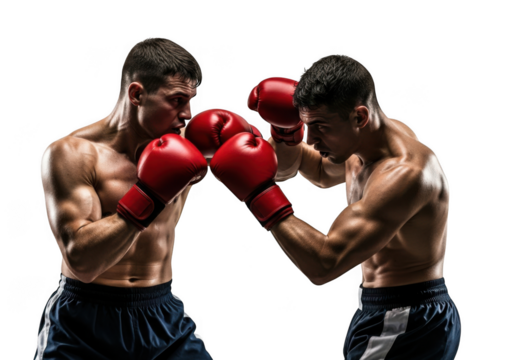 Two boxers fighting isolated on transparent background