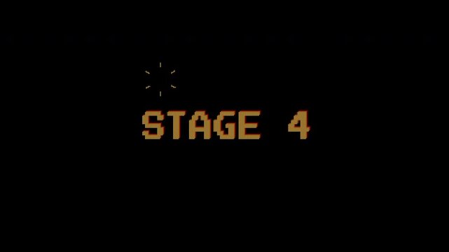8bit pixel text animation on dark background. For Vintage Arcade Games. 4k video.