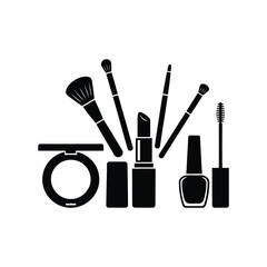 Obraz premium Makeup essentials illustration, beauty products set.