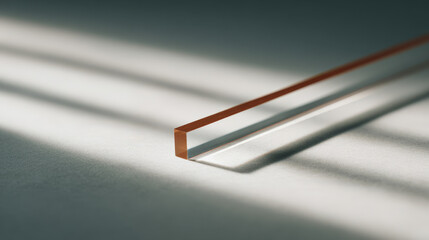 modern glass certificate elegantly placed on desk surrounded by blurred white text bars