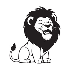Obraz premium Cartoon lion sitting and smiling vector