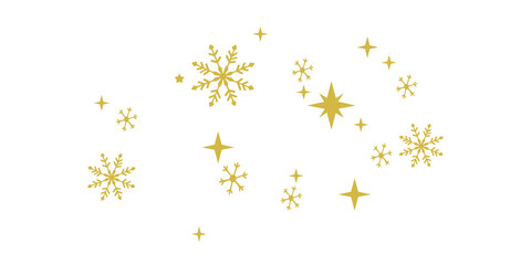 golden stars and snowflakes on isolated background.