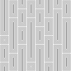 Vector seamless pattern with outline rectangles. Geometric tiles seamless pattern. Geometric shapes pattern. Black geometric pattern isolated on white background. Black and white vector background.