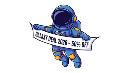Astronaut Promoting Galaxy Deal: An astronaut, embodying the spirit of innovation, is promoting the galaxy deal for 2026. This dynamic image sparks interest in future deals.