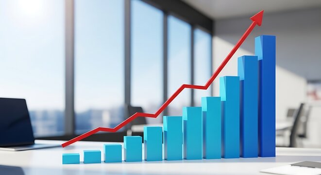 Rising business growth graph representing financial success and progress