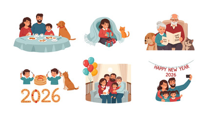 Family Moments and Celebrations: A heartwarming collection of illustrations showcases the intimate moments and joyful celebrations of a family, filled with love, togetherness, and cherished memories.