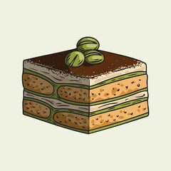 Illustration of Delicious Pistachio Tiramisu Cake