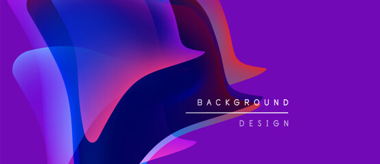 Abstract fluid shapes blend, creating vibrant purple, blue gradients. Modern design element for backgrounds, presentations.