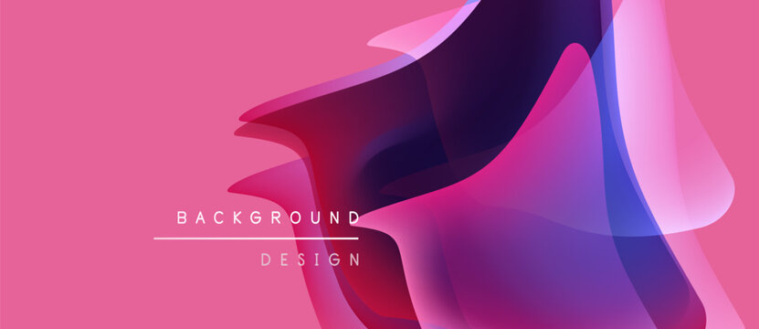 Abstract fluid shapes overlap, creating vibrant pink purple gradients. Background design suggests modern digital art.
