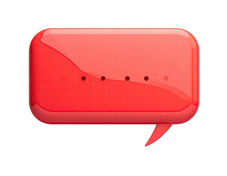 Glossy, red speech bubble with ellipsis over black background