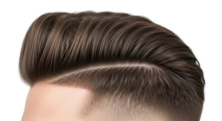 Close-up of styled male haircut with undercut and fade