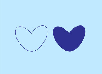 blue heart and outline of a heart on a blue background,