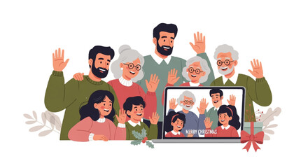 Family Gathering Connecting with Loved Ones Through a Virtual Holiday Celebration- Whisk_90d20b13b63ccaeb7854df1a11e6da68dr_vector