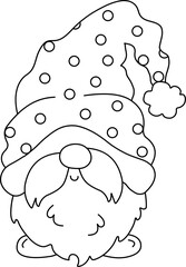 Festive Gnome Illustration with Polka Dot Hat for Holiday Season Projects