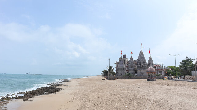 India, Gujarat, Saurashtra, Rameshwar Mahadev Temple, Situated on the Sea Shore of Arabian Sea Okha, Dwarka. 