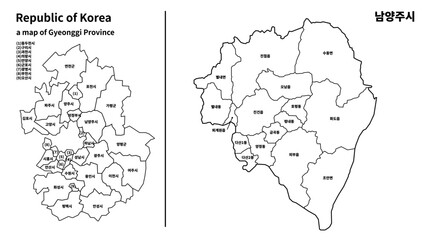 경기도 남양주시 지도 벡터 | Namyangju-si Map of Gyeonggi-do South Korea Vector