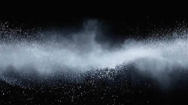 Horizontal fast snowstorm sweep transition full of blowing flakes dynamic winter motion animation seamless loop