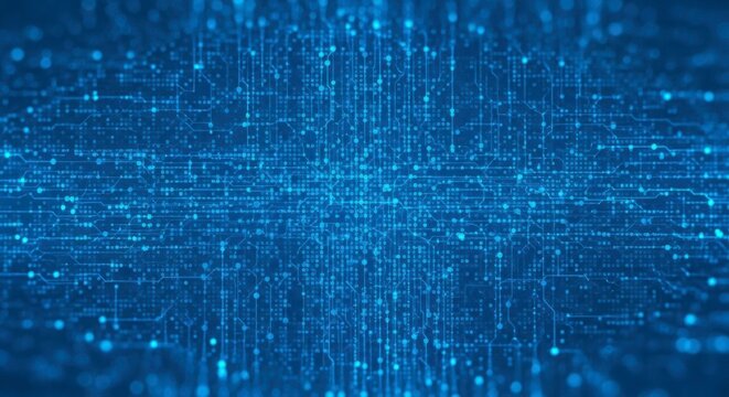 Digital Universe: Explore the intricate pathways and connections of data and information through a vivid abstract representation of a digital landscape.