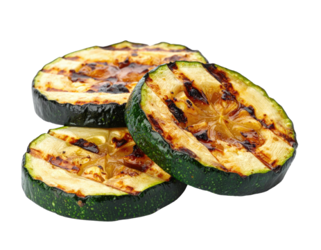 Grilled zucchini slices. Grill marks visible.
