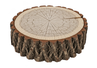 Realistic wood log stump texture tree trunk cross section wooden cut timber detailed grain design isolated on transparent background