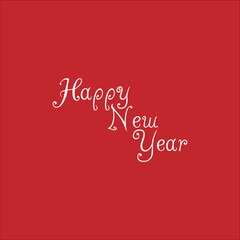 Happy New Year elegant script text on red