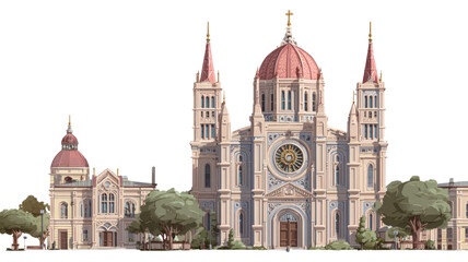 The famous gothic architecture of the Hungarian Parliament Building and the historic Catholic St Stephen's Basilica landmark in Budapest, Europe