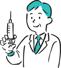Doctor holding injection vaccine syringe