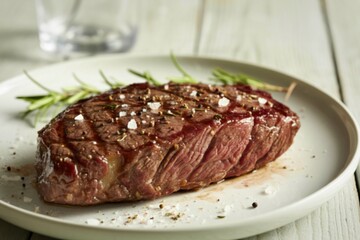 a close-up of a perfectly seared flank steak