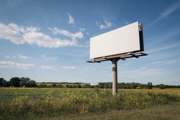 A photograph of a large, pristine white billboard