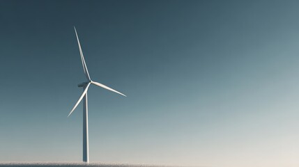 Minimalistic Wind Turbine Towering Against a Clear Blue Sky Renewable Energy Concept Outdoor Landscape Photography Nature Focus Wide-Angle View for Sustainability Awareness