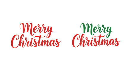 Festive merry christmas handwritten calligraphy text in red and green on white background