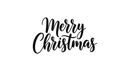 Elegant merry christmas handwritten calligraphy text on a clean white background for holiday greetings