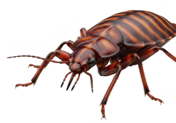 Detailed striped shield bug illustration, insect close-up, wildlife, nature, arthropod, entomology, bug, isolated on transparent background