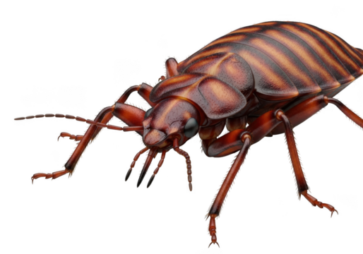 Detailed striped shield bug illustration, insect close-up, wildlife, nature, arthropod, entomology, bug, isolated on transparent background