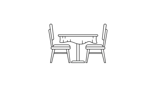 Stylized line drawing of a dining set showcasing simplistic furniture design with minimalist flair