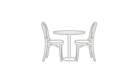 Minimalist dining set sketch featuring two chairs and round table perfect illustration