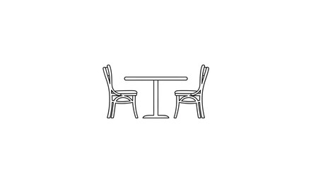 Chairs and tables design for two in a minimalist line art style, suitable for restaurant decor