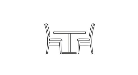 Simple line art illustration of a dining set perfect for minimalist interior design projects