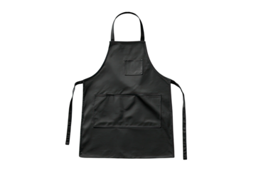 Dark apron with pockets against black background