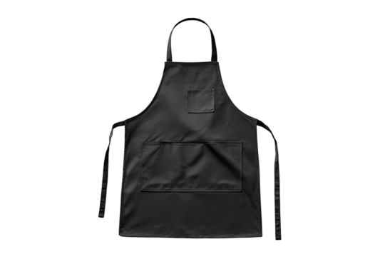 Dark apron with pockets against black background